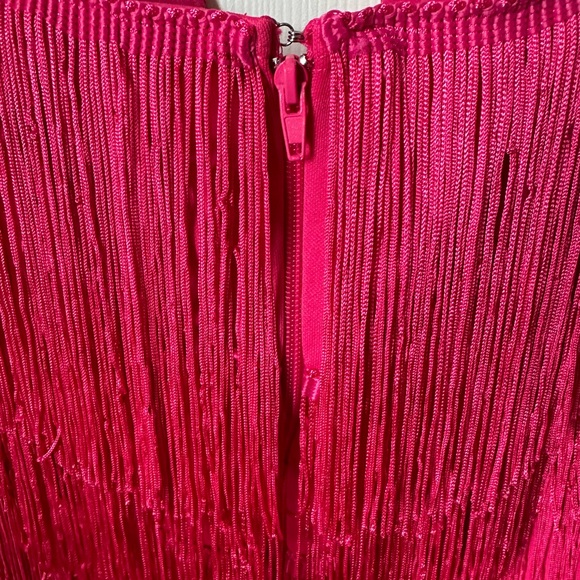 Lime Lush Pink Magenta Fringe Mini Dress - Picture 6 of 16